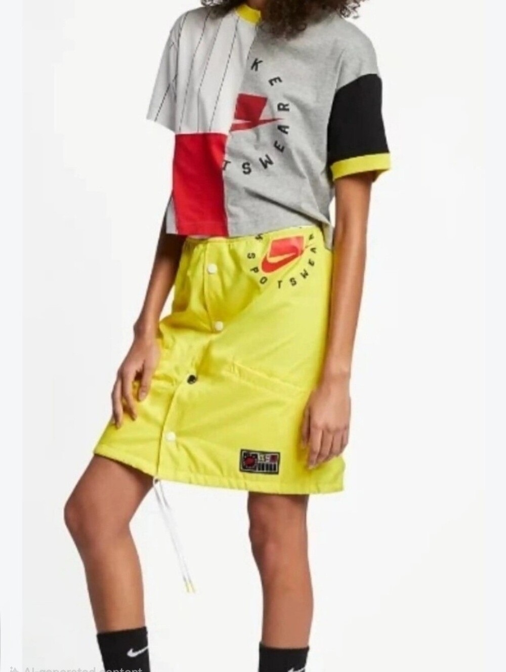 NWT Street Style Nike Bomber Jacket Skirt Yellow Size Small